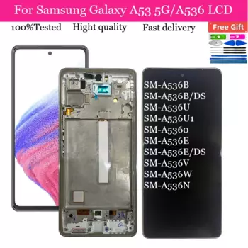 100% протестированный OLED дисплей для Samsung A53 5G A536B A536U, ЖК-дисплей, сенсорный экран с рамкой, дигитайзер в сборе, запасные части