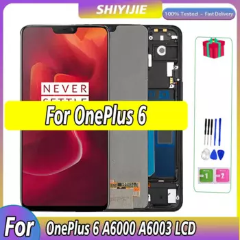 100% протестированный ЖК-дисплей AMOLED для Oneplus 6 LCD A6000 A6003, дисплей с сенсорным экраном, дигитайзер для One Plus 6, сменный ЖК-дисплей в сборе