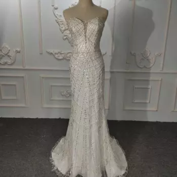 100% реальное фото женское свадебное платье с открытыми плечами свадебное платье с кристаллами русалки 6590