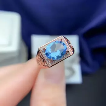 100% реальные и из природного топаза кольца с бриллиантами кольцо 925 пробы Серебряное мужское кольцо тонкой handworked ювелирные изделия