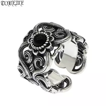 100% Серебро 925, кольцо с символом на удачу, Винтажное кольцо для мужчин из тайского серебра, кольцо с изменяемым размером