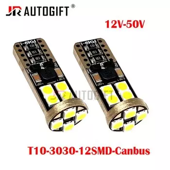 100 шт. 12 В-50 В T10 светодиодный Canbus W5W 3030 12SMD светодиодный индикатор лампы для чтения для парковки Canbus белый
