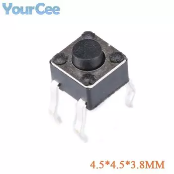 100 шт. 4,5 4,5 4,5*4,5 5 мм 3,8 мм мини-тактный кнопочный переключатель микро мгновенный тактильный переключатель 4PIN 12 В