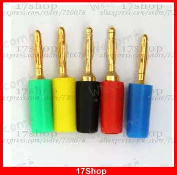 100 шт. 5 цветов Медный позолоченный 2 мм Банановый штекер для 2,0 мм обвязочных контактов тестовые щупы