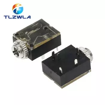 100 шт. 5-контактный 3,5 мм стерео аудио разъем для печатной платы для крепления на панели для наушников с гайкой PJ-324M