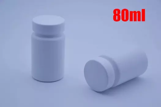 100 шт. 80 мл белая ПЭТ пластиковая бутылка для лекарств в порошке аналогичные витамины таблетки с плоской крышкой с закручивающейся крышкой и уплотнением из алюминиевой фольги
