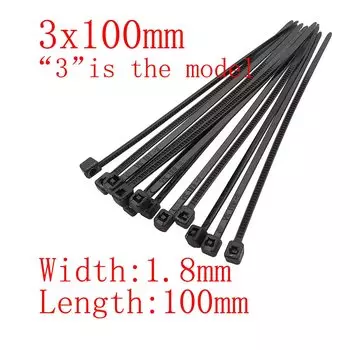 100 шт. черные кабельные стяжки самоблокирующиеся пластиковые нейлоновые кабельные стяжки зажимы разного размера Крепежное кольцо 3x80 мм 4x150 мм 5x200мм