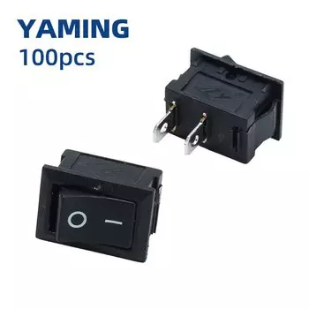 100 шт. черный кнопочный переключатель 6A-10A 110 в 250 В KCD1 2 контакта Snap-in On/off кулисный переключатель 21 мм x 15 мм