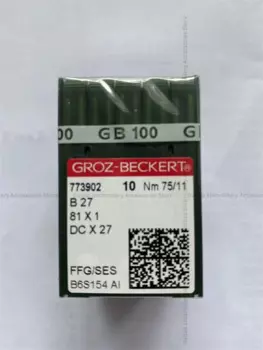 100 шт. DCX27 B27 DC * 27 немецкие иглы Groz-Beckert Серебряная игла FFG/SES 7 8 9 10 11 12 14 16 18 промышленное шитье оверлоком