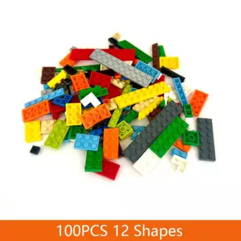 100 шт., Детский конструктор в горошек, 12 форм