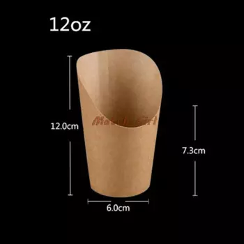 100 шт./лот-6x7,3x12 см, 12 унций, одноразовая белая крафт-бумага, чашка для картофеля фри, жареные куриные крылья, попкорн, коробка для хранения десертов