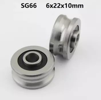 100 шт./лот SG66 6x22x10 мм U паз роликовый подшипник колеса шкив шариковый подшипник направляющий трек 6*22*10 мм