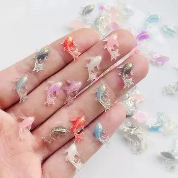 100 шт. Мини фигурки золотые рыбки из полимера MATE BIRDS