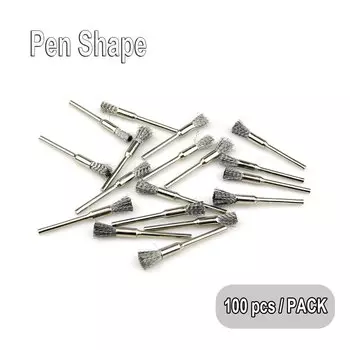 100 шт. мини-щетка из стальной проволоки с хвостовиком 3 мм