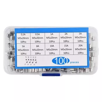 100 шт., набор предохранителей 5x20 250 В для защиты от тока цепи 5*20 мм 0,2/0,5/1/2/3/4/5/6/7/8/10/15/20/25/30A