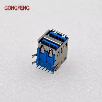 100 шт. новый сетевой разъем USB типа A, основание 90, двойной разъем AF USB 3,0, интерфейсный разъем, специальная