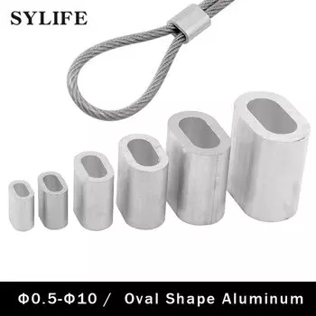 100 шт. от 0,5 до 10 разных размеров стальной трос, крепежный зажим, алюминиевые наконечники в форме эллипса, ОБЖИМНАЯ петля, фитинги, овальные зажимы