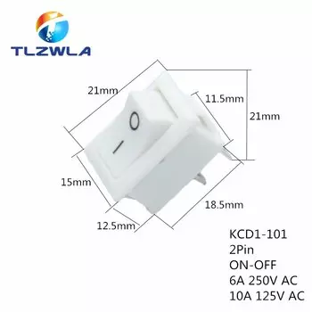 100 шт. переключатель ВКЛ-ВЫКЛ KCD1 15*21 мм 2pin корабельный переключатель 6A 250 В 10A 125 В 15X21 кулисный переключатель питания