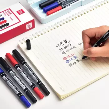 100 шт. перманентные маркеры с двойным наконечником, 0,5 мм/1 мм, черные, синие, красные, водонепроницаемые, быстросохнущие офисные канцелярские принадлежности, перманентные маркеры для знаков