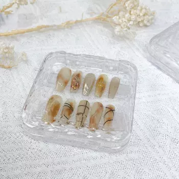 100 шт., прозрачная коробка для хранения искусственных ногтей