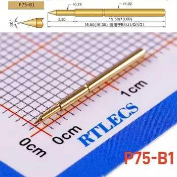 100 шт. пружинный тестовый зонд серии P75, испытательный зонд с неизолированной печатной платой, позолоченный зонд с номинальным напряжением 3 А, выберите стиль наконечника для заказа