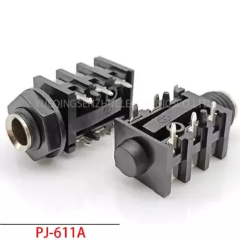 100 шт., разъем для наушников PJ611A, 6,35 мм, 6 контактов