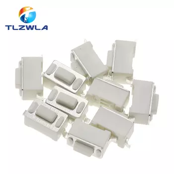 100 шт. 3x6x4,3 мм 2Pin SMD 12 В постоянного тока 50 мА тактовый Переключатель кнопочный сенсорный микропереключатель 3*6 * мм белая кнопка