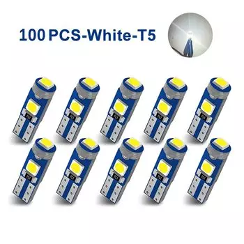 100 шт. T5 светодиодная лампа 3SMD 3030 чипов супер яркая автомобильная доска приборная панель лампа авто приборная панель индикатор обогрева клиновой светильник 12 В