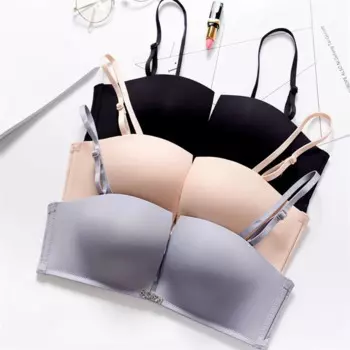 100 шт., женский бюстгальтер без косточек с глубоким V-образным вырезом