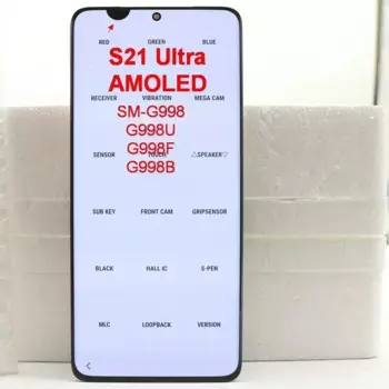 100% SUPER AMOLED S21U ЖК-дисплей для Samsung S21 Ultra 5G G998 G998B ЖК-дисплей с цифровым преобразователем сенсорного экрана в сборе с точкой