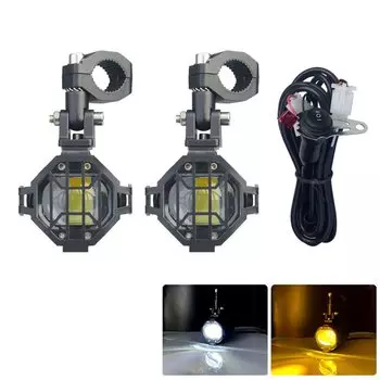 100 Вт Двухцветные Светодиодные Противотуманные Фары Для Мотоциклов, Белый/желтый Луч