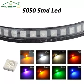 Светодиоды HVIERO 5050 белый красный синий розовый 100 шт