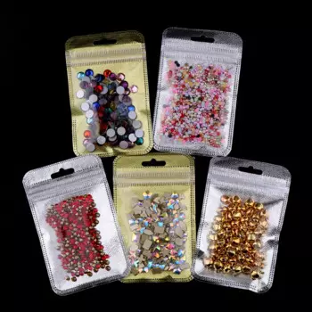 100 шт. Золотистые/Серебристые пластиковые пакеты Ywbeads 7,5*11 см