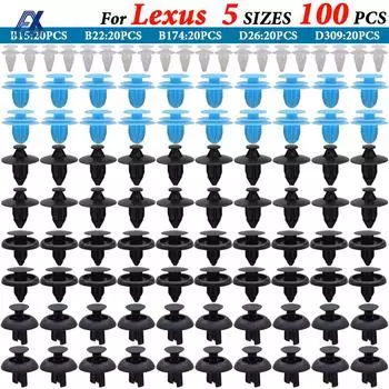 100X 5 размеров автомобильный крепежный штифт, заклепки, отделочные клипсы, фиксатор панели бампера, крыла для Lexus IS200 CT200H GS300 RX400H/450H