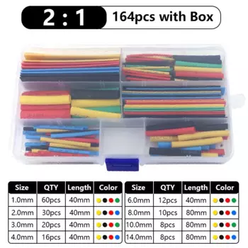 102-750 шт. 2:1 термостойкая трубка, комплект термоусадочной упаковки, различные изоляционные муфты для проводов и кабелей, набор термоусадочных трубок 3:1