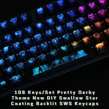 108 клавиш/набор, красивая тема дерби, новая DIY ласточка, звездное покрытие, колпачки для клавиш SWS с подсветкой для механической клавиатуры Corsair Razer Cherry