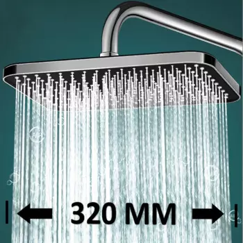 Насадка для душа квадратная потолочная, 10/12 дюйма, 255/300 мм