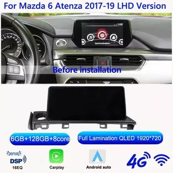 10.25” Android Dual System экран SINOSMART для Mazda 6 Mazda6 Atenza GL 2017–2022 High Version LHD RHD CarPlay Сохраняет OEM CD-систему