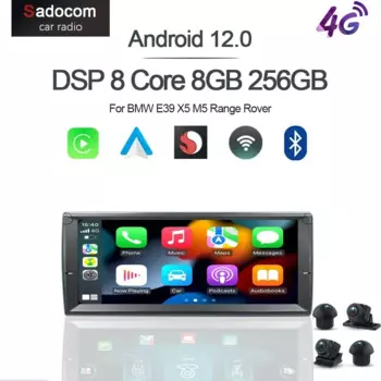 10,25 "Беспроводная Carplay Android 12 8G + 128G стерео GPS Мультимедиа автомобильное радио Wifi 360 камера RDS для BMW E39 X5 M5 Range Rover