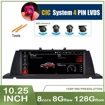 10,25-дюймовый Android 14 ID8 для BMW 5 серии GT F07 2009-2016 CIC NBT Система CarPlay Беспроводная автоматическая стереосистема Мультимедийная навигация