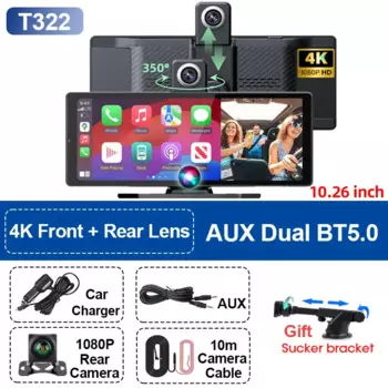 10,26 ''Универсальный портативный автомобильный экран Carplay, беспроводной экран Carplay, беспроводная автомобильная стереосистема Carplay Android Auto, автомобильный сенсорный экран