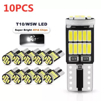 10/2 шт. Сигнальная лампа T10 W5w Led Canbus 4014 SMD W5w Led 168 194 Авто габаритные огни Светодиодная лампа для чтения Внутреннее освещение Белый 12 В