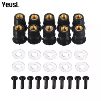 10/30 шт., гайка M5 5 мм, метрическая резиновая резиновая заклепка на лобовое стекло мотоцикла с аксессуарами для Honda для Suzuki