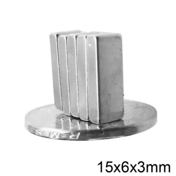 10 ~ 500 шт 15x6x3 мм сильный редкоземельный магнит толщиной 3 мм блок прямоугольный магнитный 15x6x3 мм Постоянные неодимовые магниты 15*6*3
