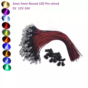 Предварительно подключенные водопрозрачные светодиоды TiaoChongYi 3мм/5мм RGB