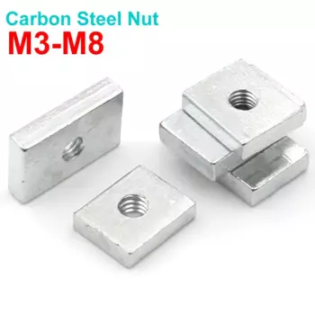 10/50 шт. M3 M4 M5 M6 M8 квадратная гайка оцинкованные прямоугольные гайки из углеродистой стали тонкие блочные гайки-слайдеры аксессуар для алюминиевого профиля
