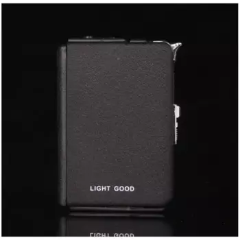 (10 Cigarette ) Frosted Multifunction Cigarette Case Fashion Flameless Windproof Inflatable Gas Lighter Cigarette Box Men Gift