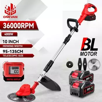 ONEVAN Беспроводная газонокосилка 10 дюймов