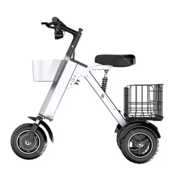 10 Inch Folding Electric Scooter With Seat And Removable Battery For Adults 450W Mini Electric Tricycle For Senior With Trailer