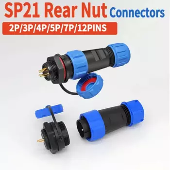 10 комплектов SP21 задняя гайка IP68 2/3/4/5/7/9/12PIN водонепроницаемый разъем штекер и гнездо Панельное крепление Проводные кабельные разъемы